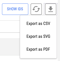 Export icon dropdown
