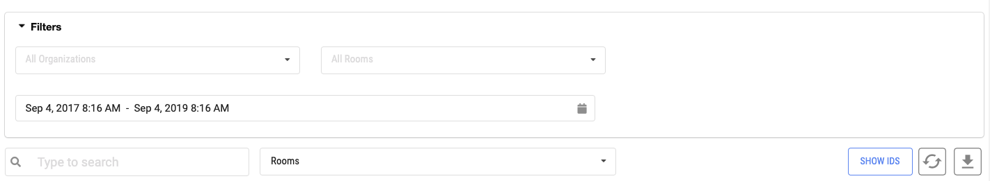 filters dropdown menu open