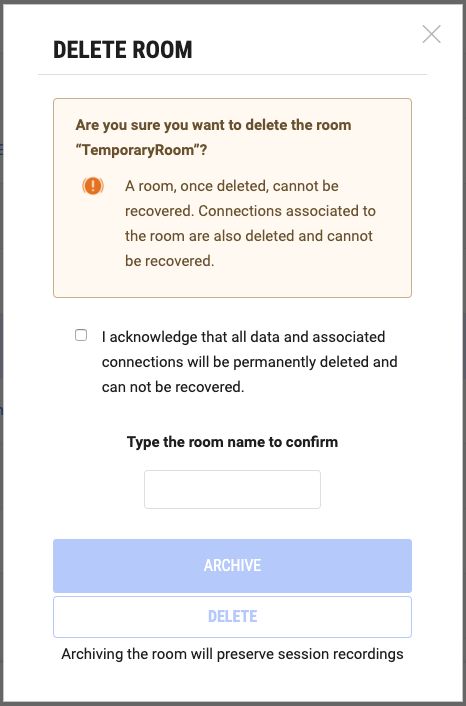 Delete Room Dialog