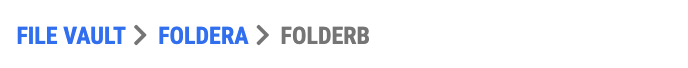 Breadcrumb navigation bar Room's page's File Vault sub-page