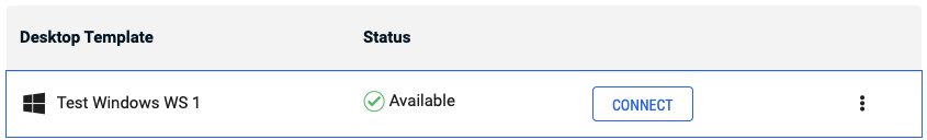 This image shows the Actions ellipsis in an entry in a table of Tehama Desktop templates in the Tehama Web UI.