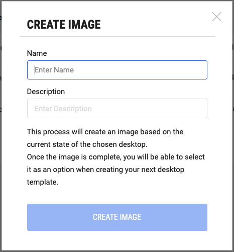 Custom Image Request Dialog for PCoIP desktops