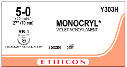 Ethicon Monocryl Violet 5-0 RB-27'' (SUTURE)