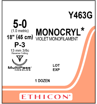 Ethicon Monocryl Violet 5-0 P-3 ,18" (SUTURE)