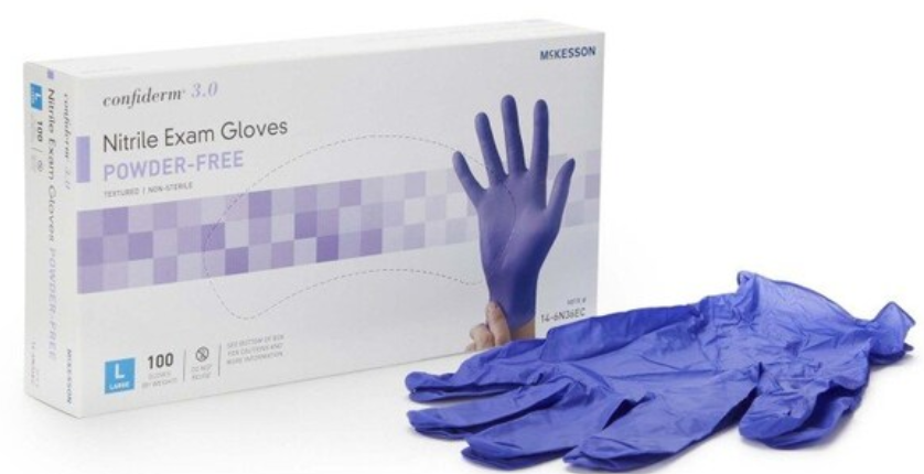 Exam Gloves Confiderm 3.0 Large  ( Chemo Tested )  Nonsterile Nitrile Standard Cuff Length Textured Fingertips Blue Not Rated