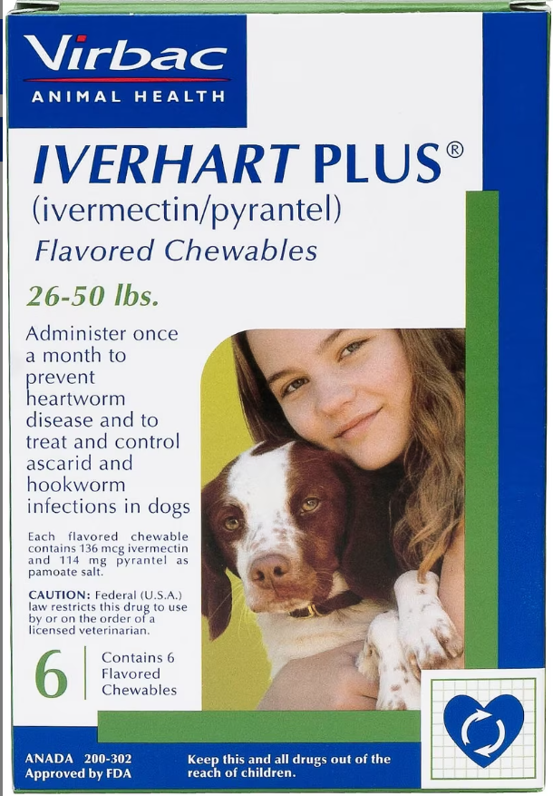 IverHeart Plus Green  26-50lbs [ivermectin/pyrantel]