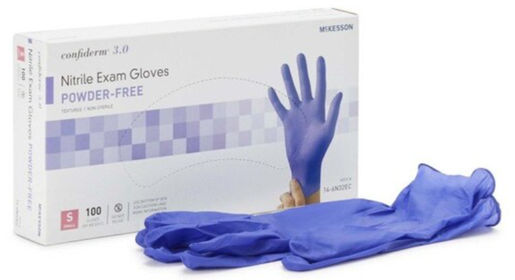 Exam Gloves Confiderm 3.0 Small ( Chemo Tested ) Nonsterile Nitrile Standard Cuff Length Textured Fingertips Blue Not Rated