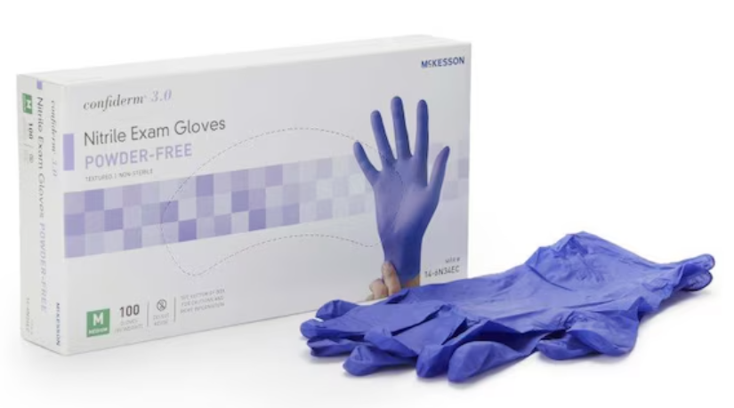 Exam Gloves Confiderm 3.0 Medium  ( Chemo Tested ) Nonsterile Nitrile Standard Cuff Length Textured Fingertips Blue Not Rated