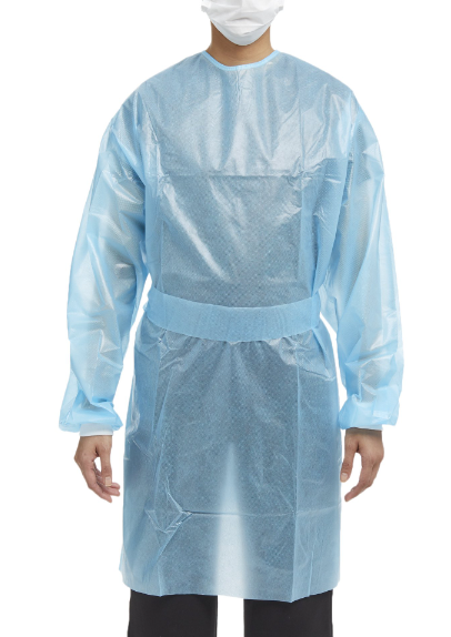Chemotherapy Procedure Gown:Non Sterile,Aami Level2,Disposable,Blue,Large, 10 count  Each