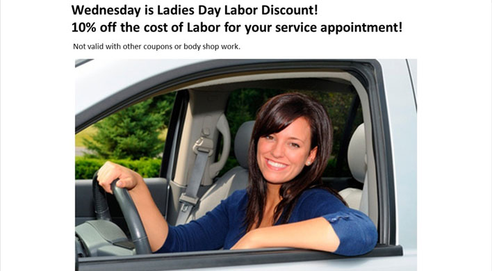 Wednesday is Ladies Day in our service department
