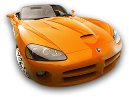 Orange convertible car symbol of Automax USA