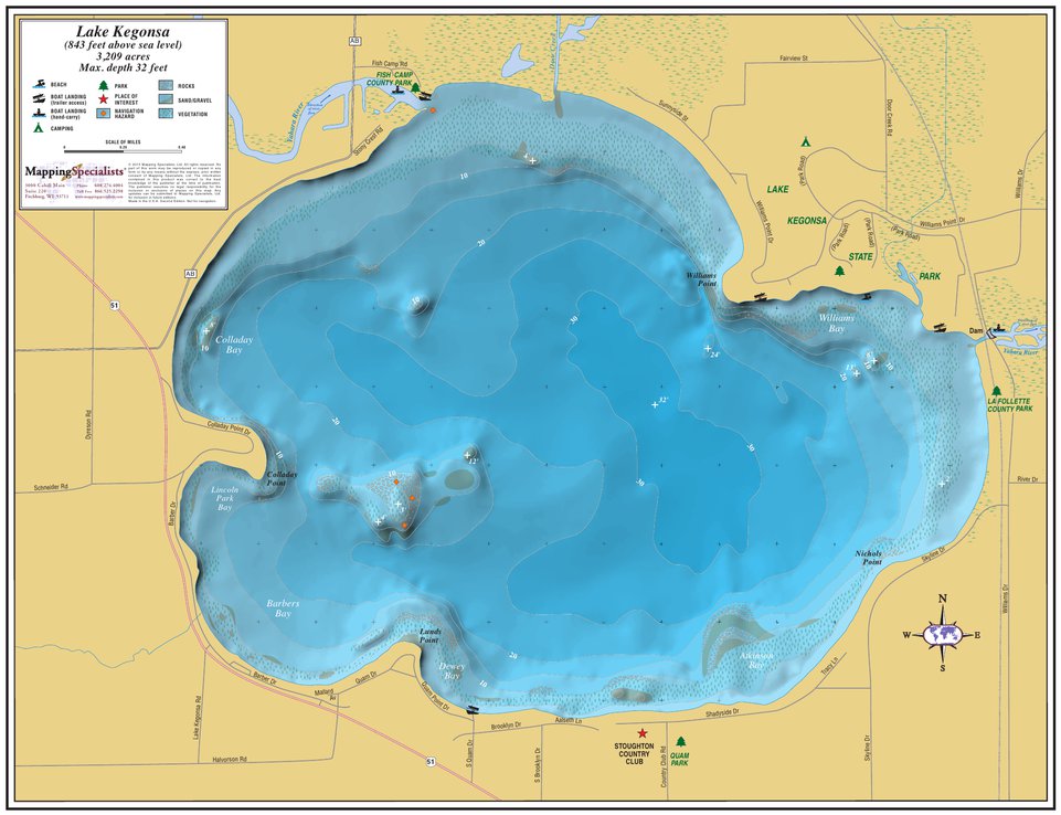 Lake Waubesa Topographic Map Lake Kegonsa - Mapping Specialists, Ltd - Avenza Maps