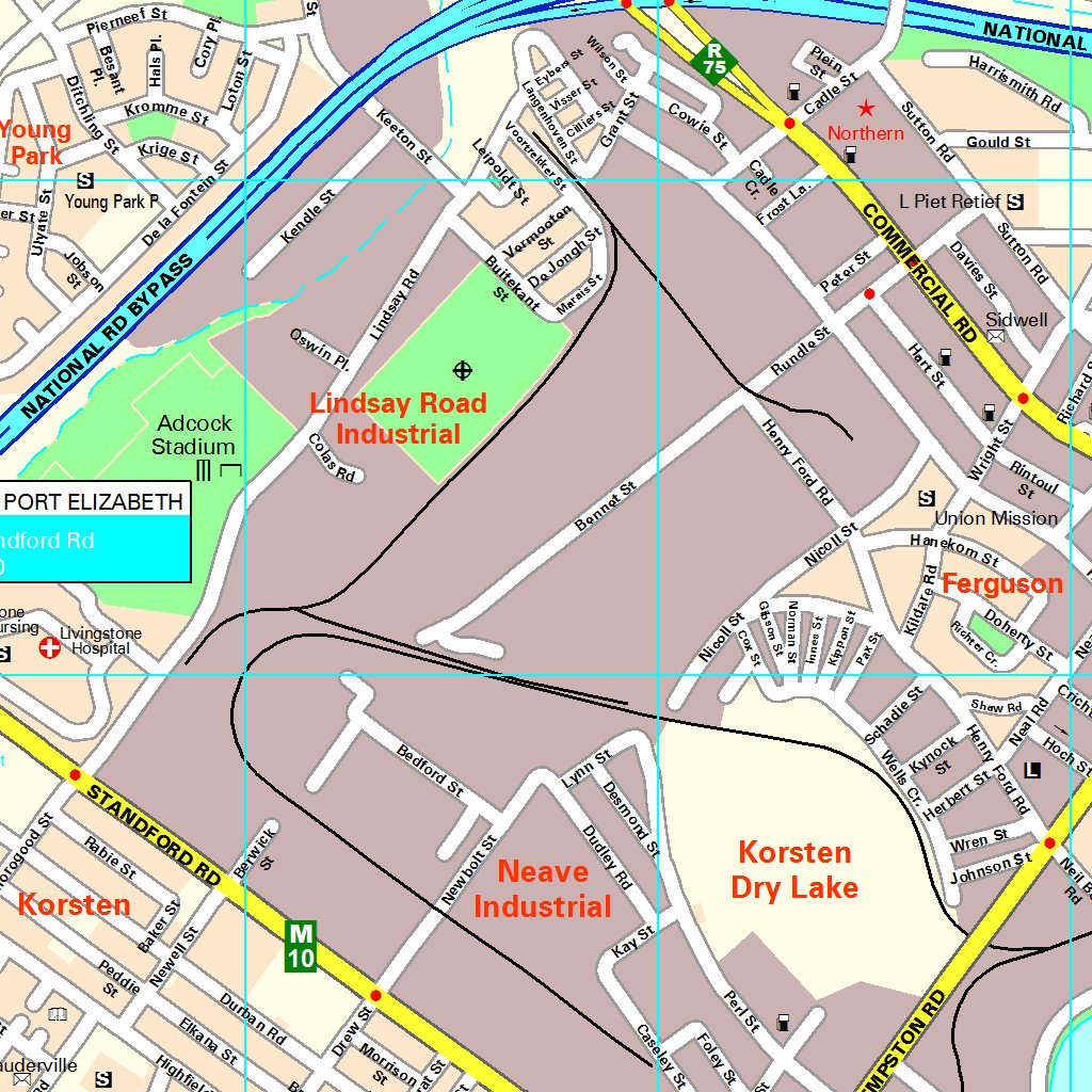 Kwazakhele Port Elizabeth Map Port Elizabeth Streetmap - Central - Mapstudio - Avenza Maps