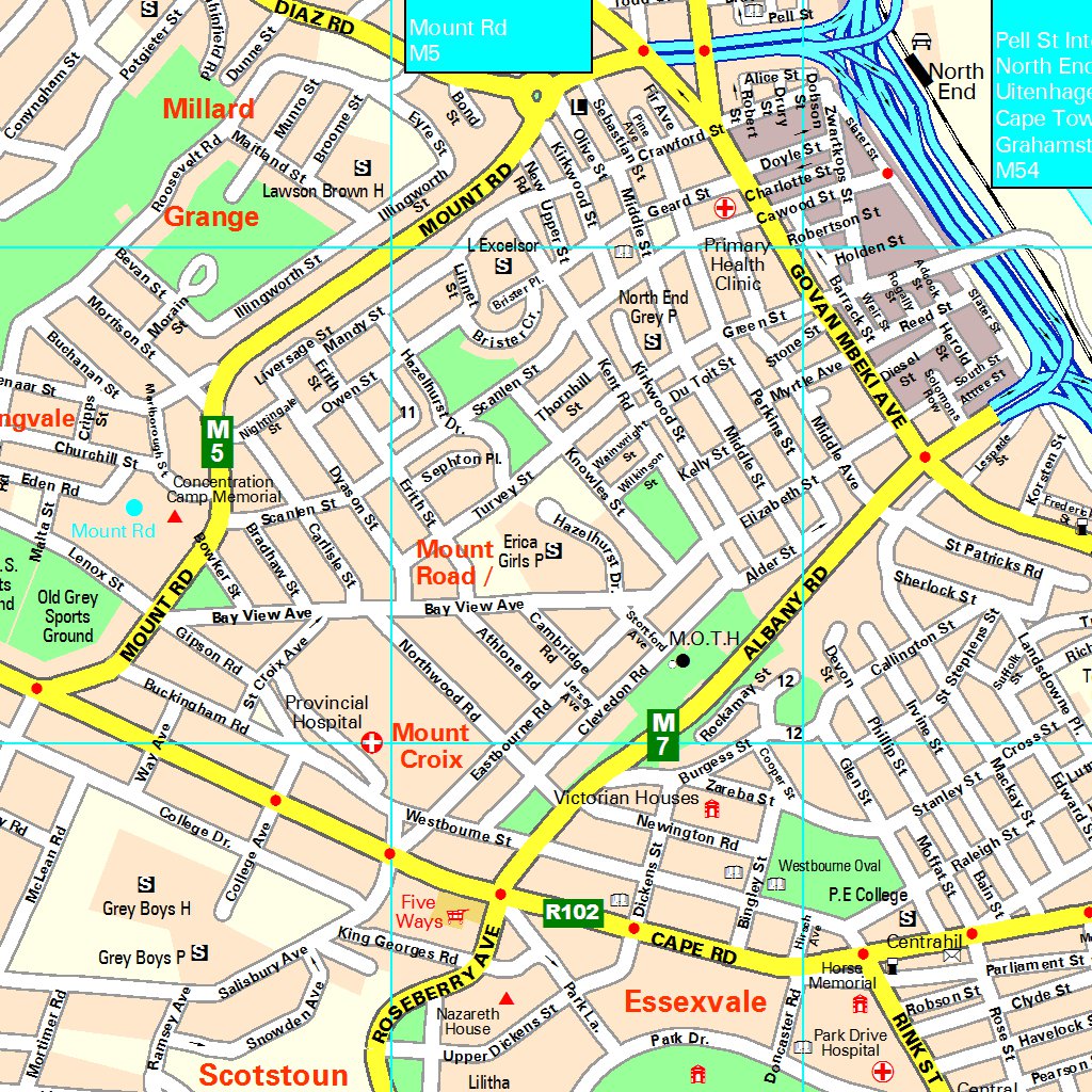 Kwazakhele Port Elizabeth Map Port Elizabeth Streetmap - Central - Mapstudio - Avenza Maps