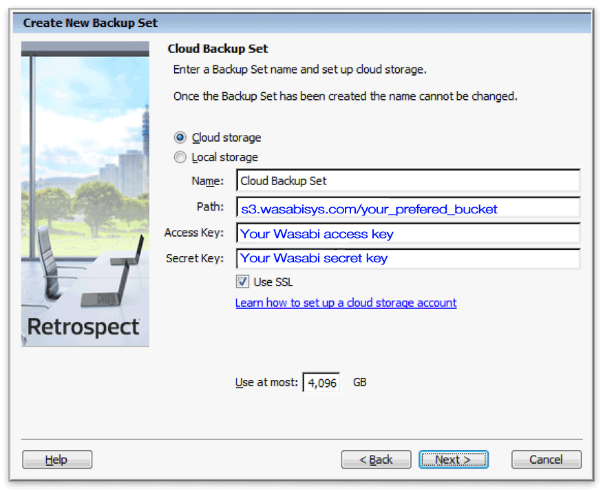 Retrospect Knowledge Base > Cloud Backup How to Set Up Wasabi for