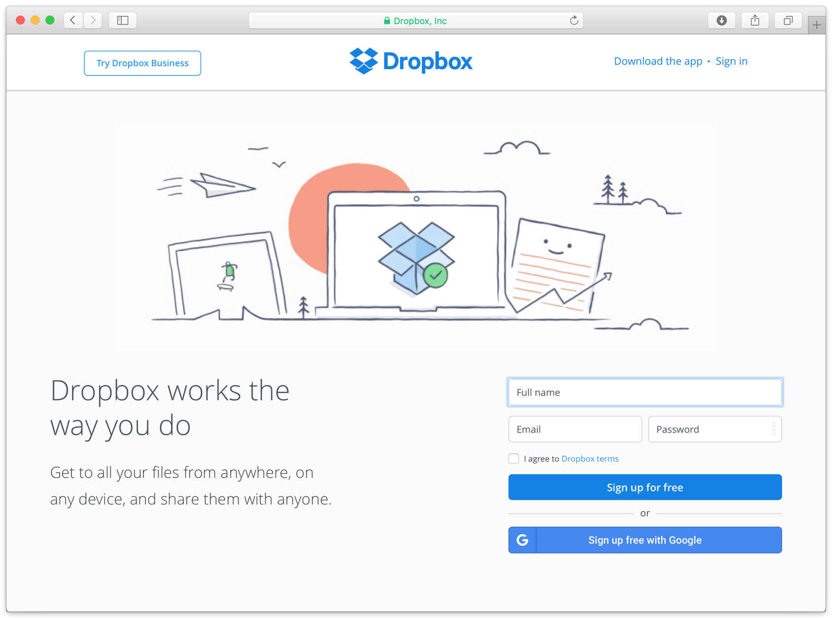 dropbox sign in