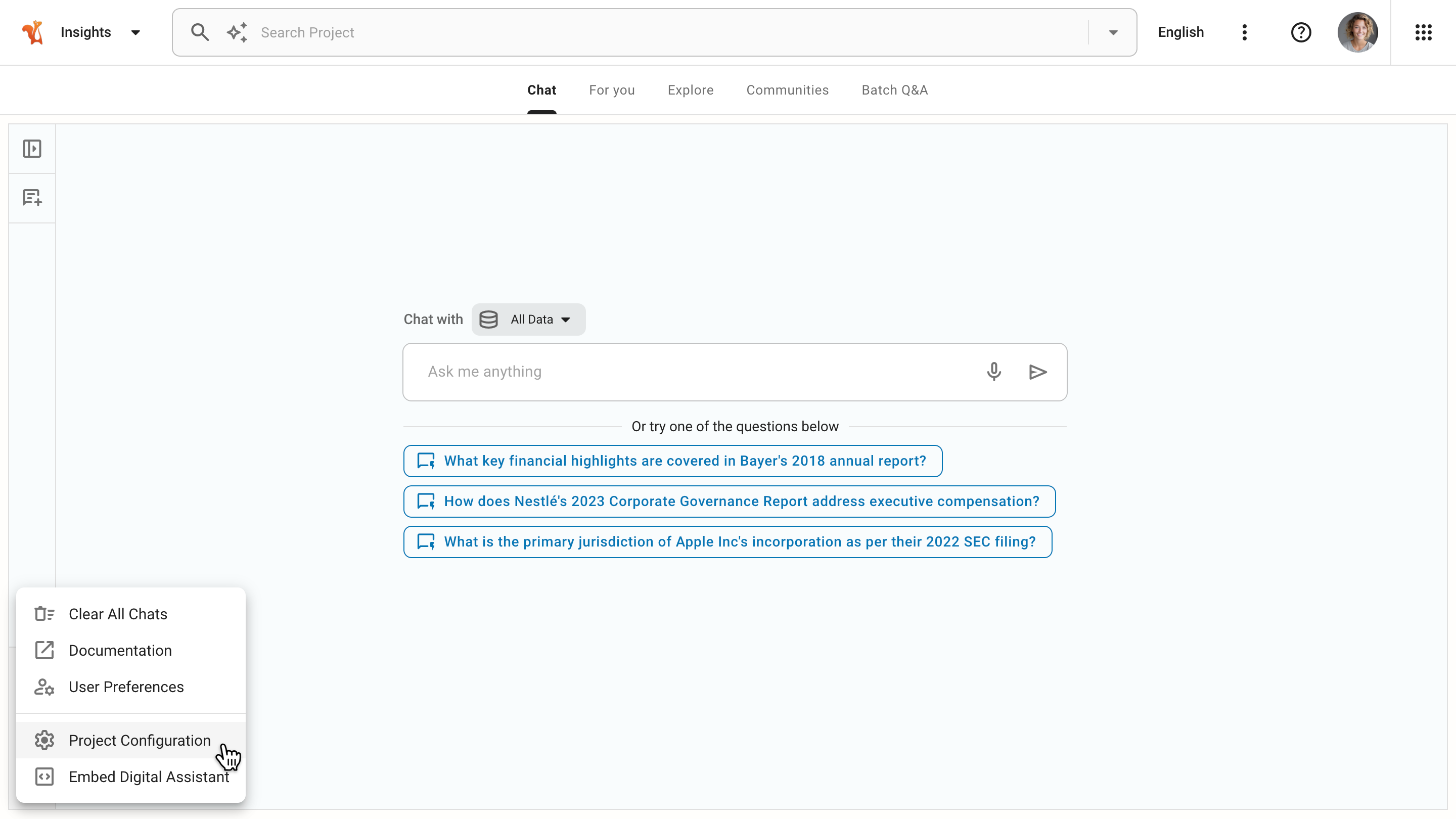 Squirro Chat Project Configuration
