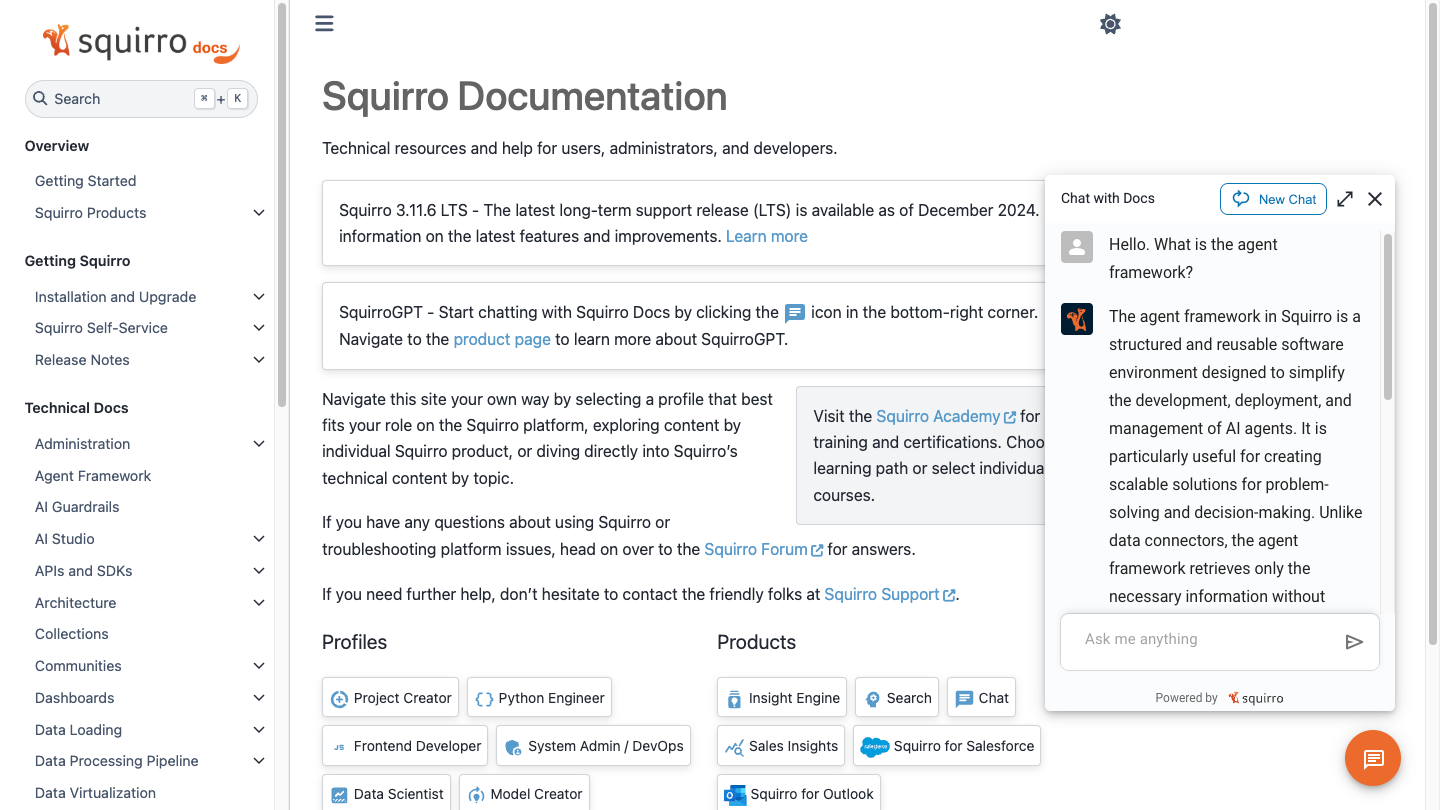 Squirro Chat Screenshot Website Copilot