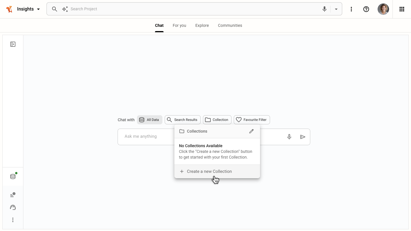 Create a collection from the Chat dashboard