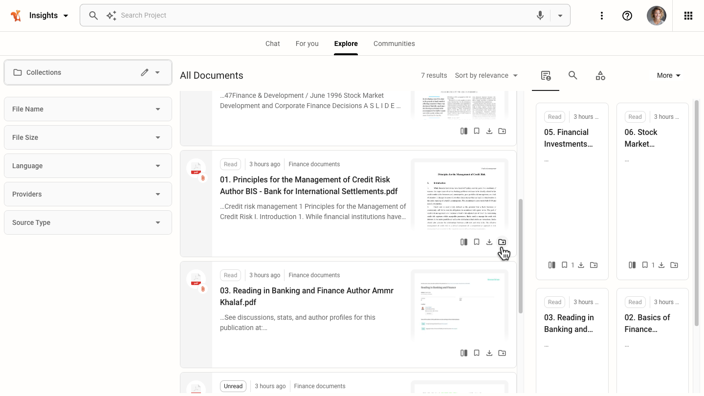 Manage a collection from the Explore dashboard