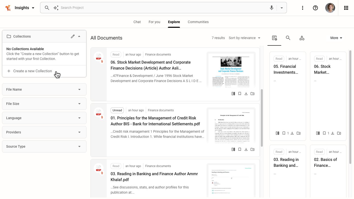 Create a collection from the Explore dashboard