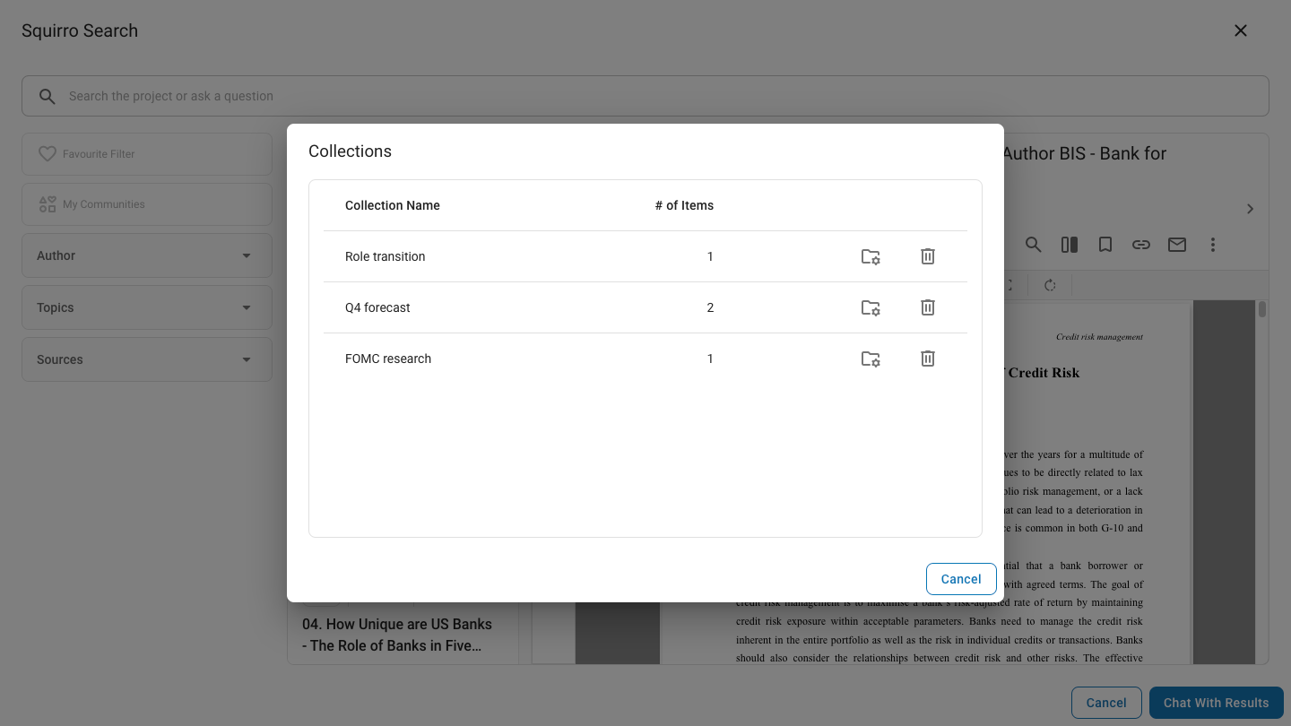 Manage a collection from the Explore dashboard