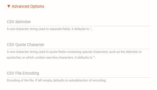 Advanced Options CSV