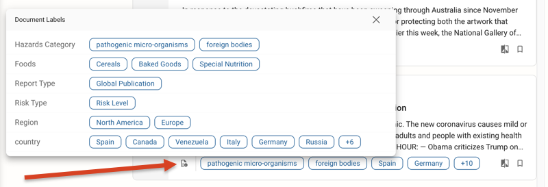 Document label popover