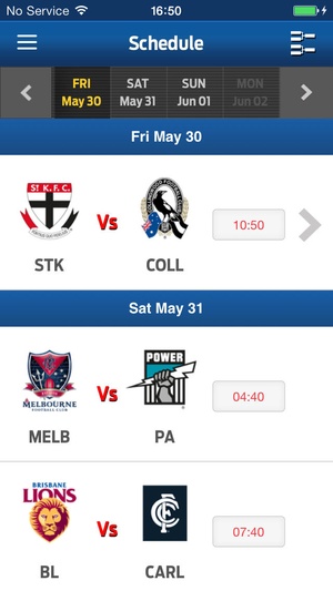 Screenshot Watch AFL Global Pass on iPhone