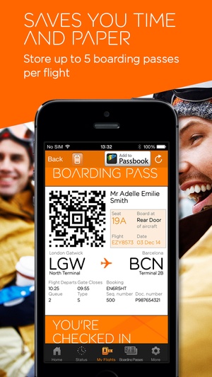 Screenshot easyJet mobile on iPhone