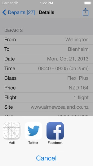 Screenshot New Zealand Flight Free on iPhone