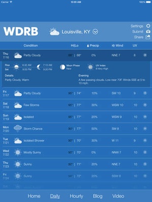 Screenshot WDRB Weather App on iPad