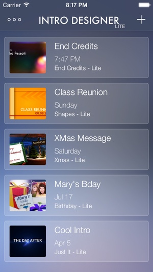 Screenshot Intro Designer Lite on iPhone