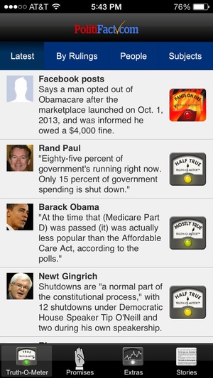 Screenshot Politifact Mobile on iPhone