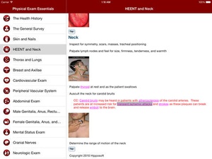 Screenshot Physical Exam Essentials on iPad