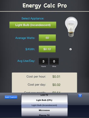 Screenshot Energy Calc Pro on iPad