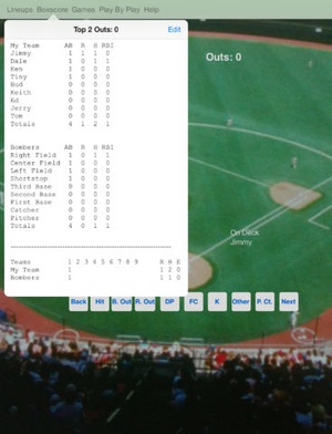 Screenshot touchScore Baseball Scorecard on iPad