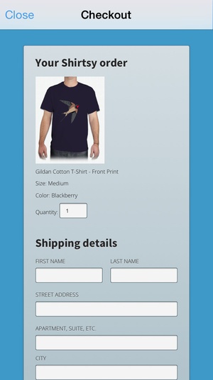 Screenshot Shirtsy on iPhone