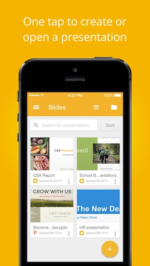 Screenshot Google Slides on iPhone