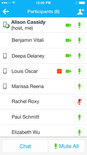 Screenshot Cisco WebEx Meetings on iPhone