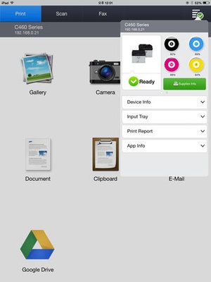 Screenshot Samsung Mobile Print on iPad