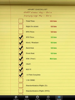 Screenshot Army Flight Log on iPad