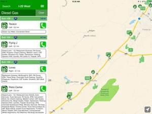 Screenshot iExit Interstate Exit Guide on iPad
