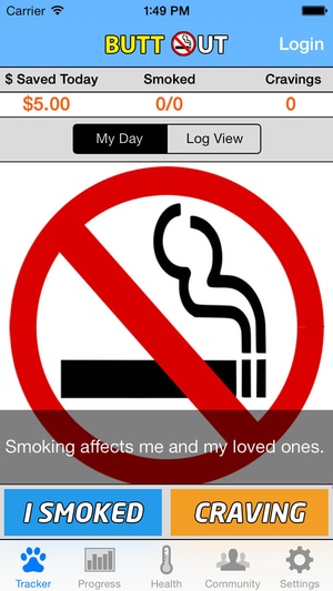 Screenshot Stop Smoking Cigarettes Now Quit Smokes Forever Tracker, Counter, & No Smoker Cigarette Quitter Coach App on iPhone