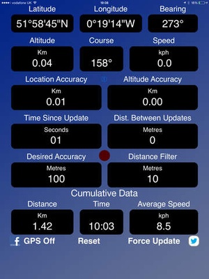 Screenshot GPS Device Data on iPad