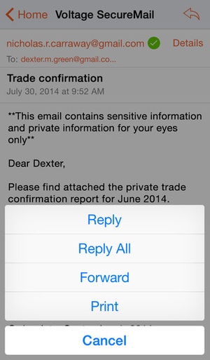 Screenshot Voltage Mail on iPhone