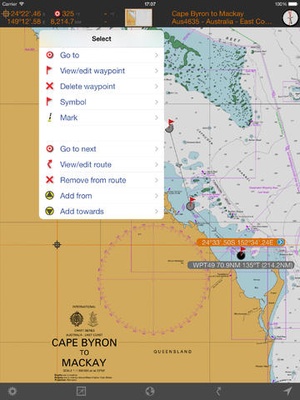 Screenshot Marine Imray Charts on iPad