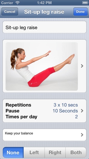 Screenshot Physio2Go on iPhone