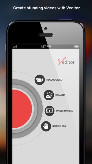 Screenshot Veditor: Video editor and movie maker studio for YouTube and Instagram and Vine on iPhone