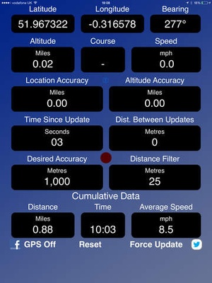 Screenshot GPS Device Data on iPad